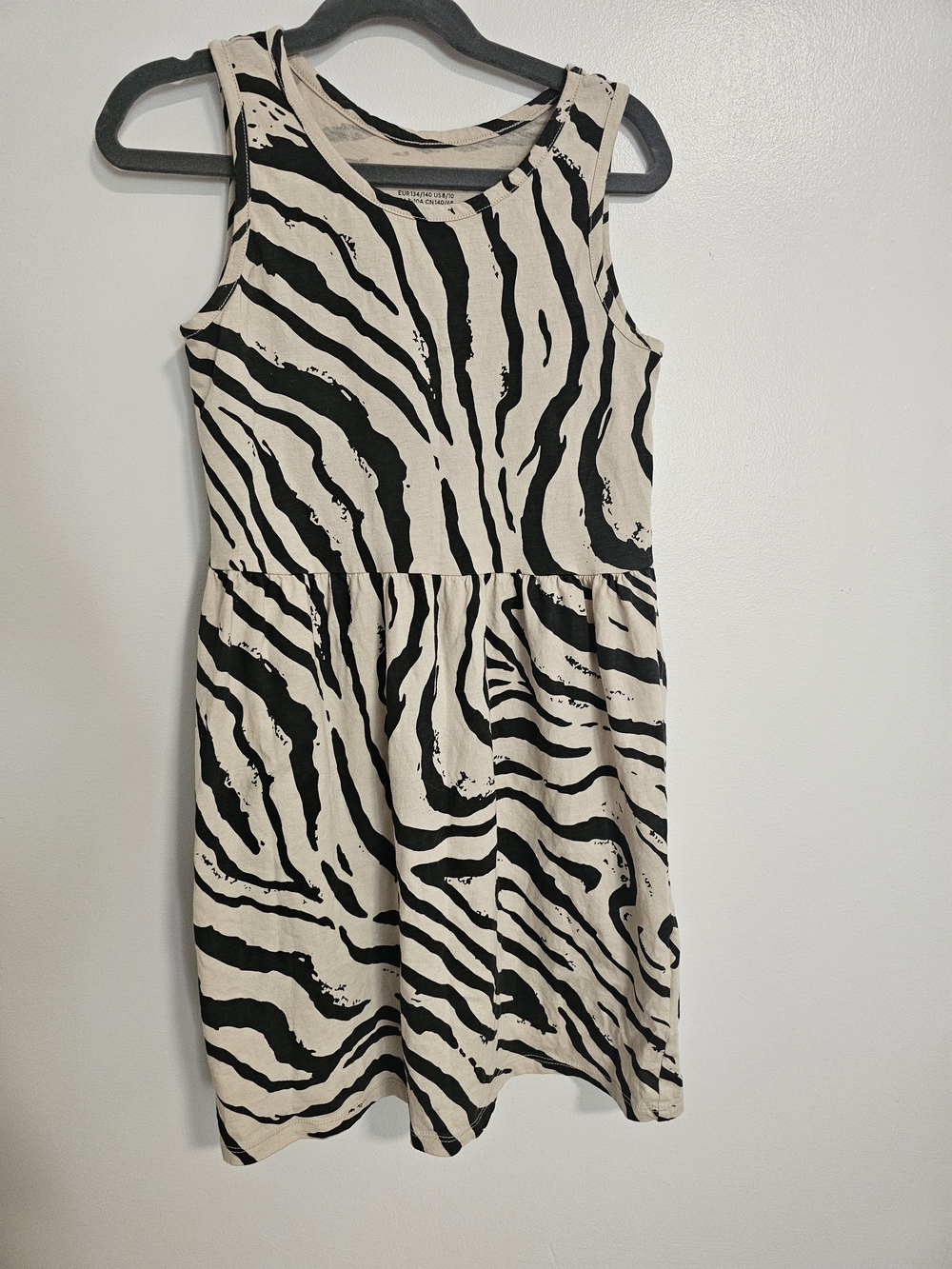 🧸2/20$ H&M Sleeveless Zebra Print Dress Size 8 Girl